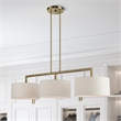 Livex Lighting Monroe 3-Light Metal & Fabric Linear Chandelier in Antique Brass