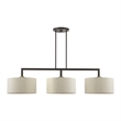 Livex Lighting Monroe 3-Light Metal & Fabric Linear Chandelier in English Bronze