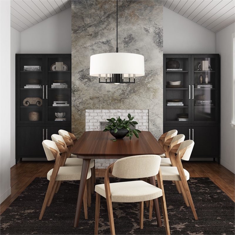Livex Lighting Meridian 7-Light Metal & Fabric Pendant Chandelier in Black