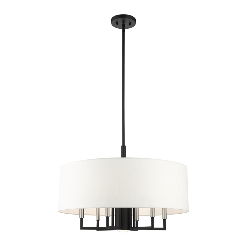 Livex Lighting Meridian 7-Light Metal & Fabric Pendant Chandelier in Black