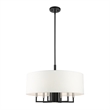 Livex Lighting Meridian 7-Light Metal & Fabric Pendant Chandelier in Black