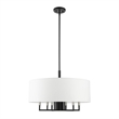 Livex Lighting Meridian 7-Light Metal & Fabric Pendant Chandelier in Black