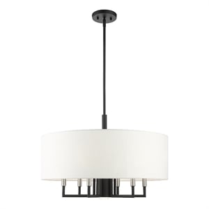 Livex Lighting Meridian 7-Light Metal & Fabric Pendant Chandelier in Black