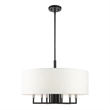 Livex Lighting Meridian 7-Light Metal & Fabric Pendant Chandelier in Black
