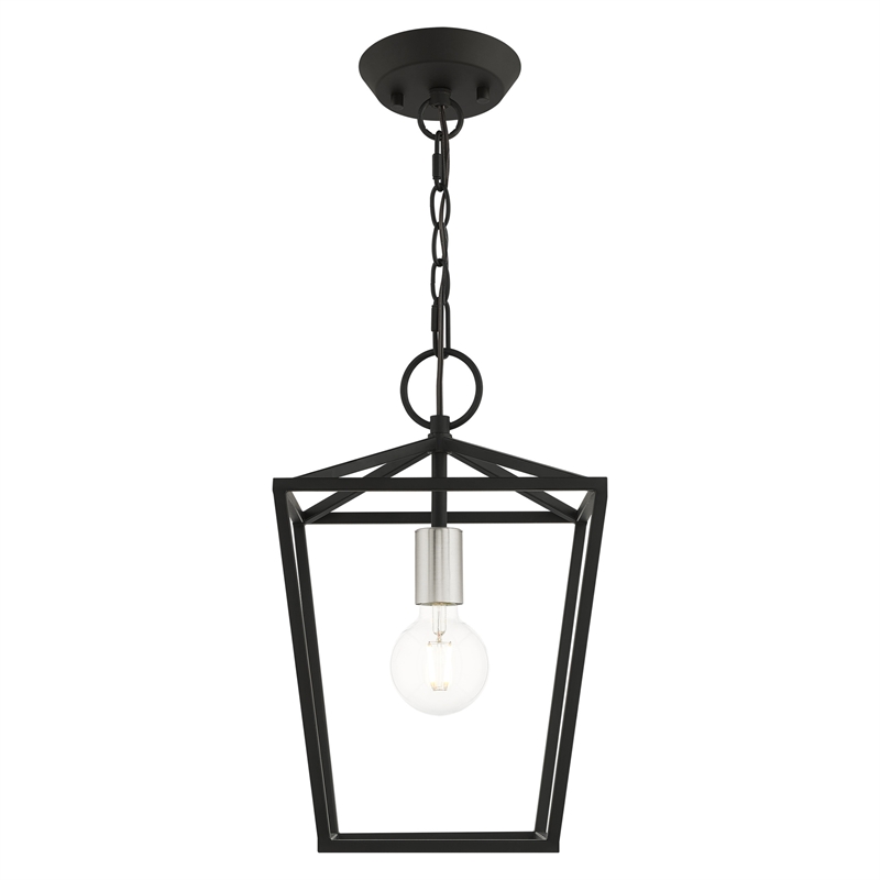 Livex Lighting Devone 1-Light Transitional Metal Convertible Lantern in Black