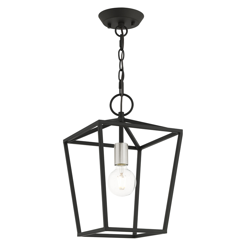 Livex Lighting Devone 1-Light Transitional Metal Convertible Lantern in Black