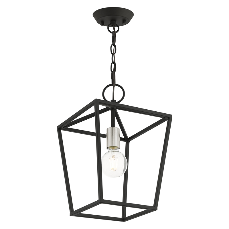 Livex Lighting Devone 1-Light Transitional Metal Convertible Lantern in Black