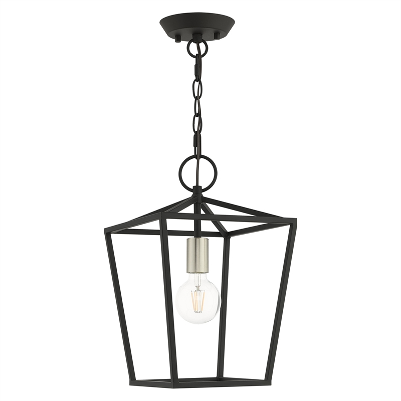 Livex Lighting Devone 1-Light Transitional Metal Convertible Lantern in Black