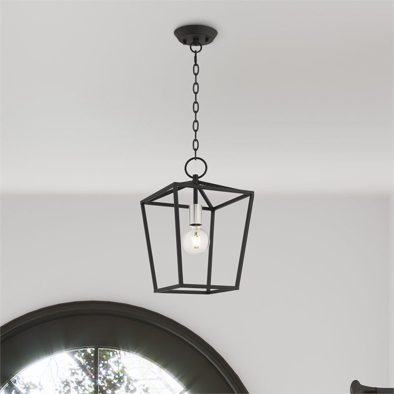 Livex Lighting Devone 1-Light Transitional Metal Convertible Lantern in Black