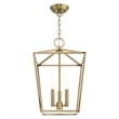 Livex Lighting Devone 3-Light Metal Convertible Lantern in Antique Brass