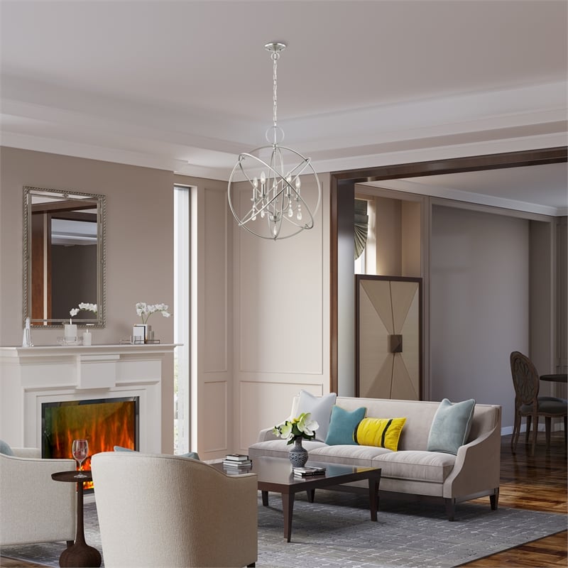 Livex Lighting Aria 5-Light Transitional Metal Chandelier in Brushed Nickel