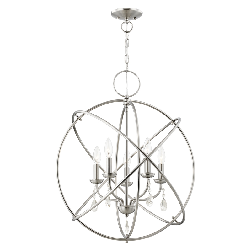 Livex Lighting Aria 5-Light Transitional Metal Chandelier in Brushed Nickel