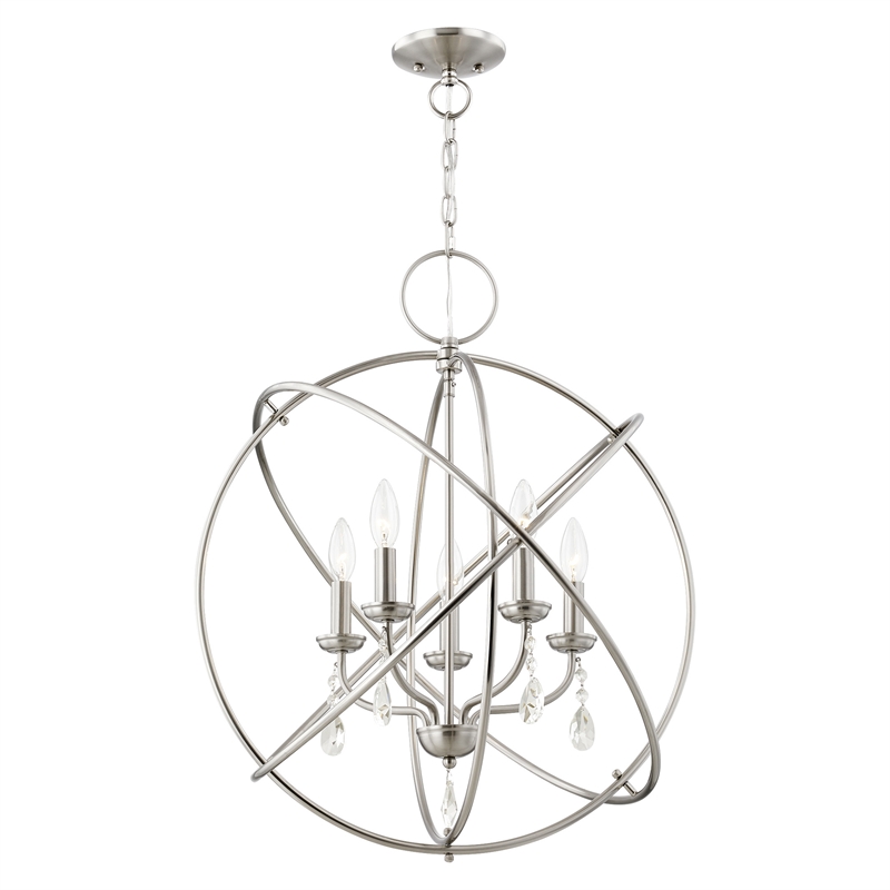 Livex Lighting Aria 5-Light Transitional Metal Chandelier in Brushed Nickel