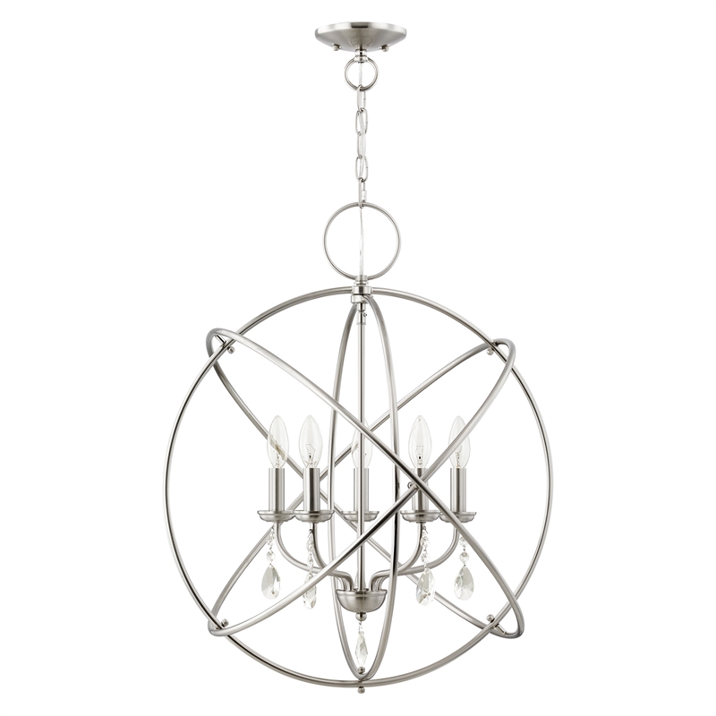 Livex Lighting Aria 5-Light Transitional Metal Chandelier in Brushed Nickel