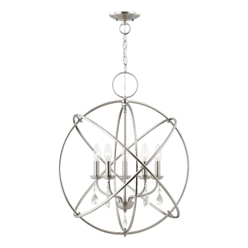 Livex Lighting Aria 5-Light Transitional Metal Chandelier in Brushed Nickel