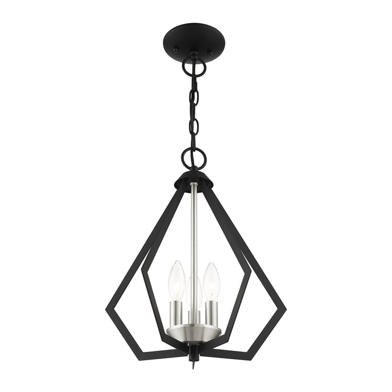 Livex Lighting Prism 3-Light Contemporary Metal Chandelier in Black