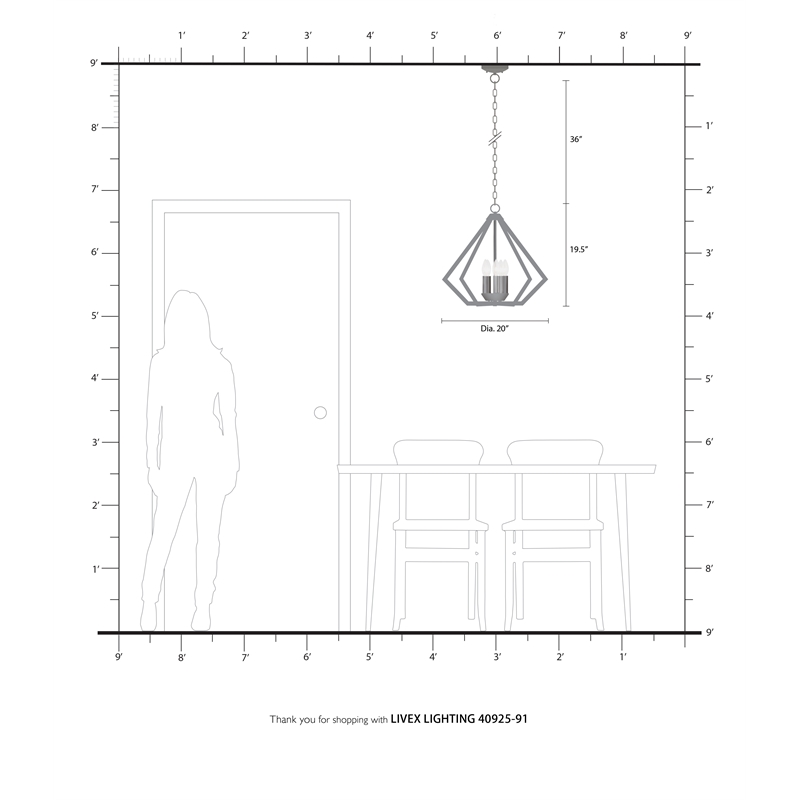Livex Lighting Prism 5-Light Contemporary Metal Chandelier in Brushed Nickel