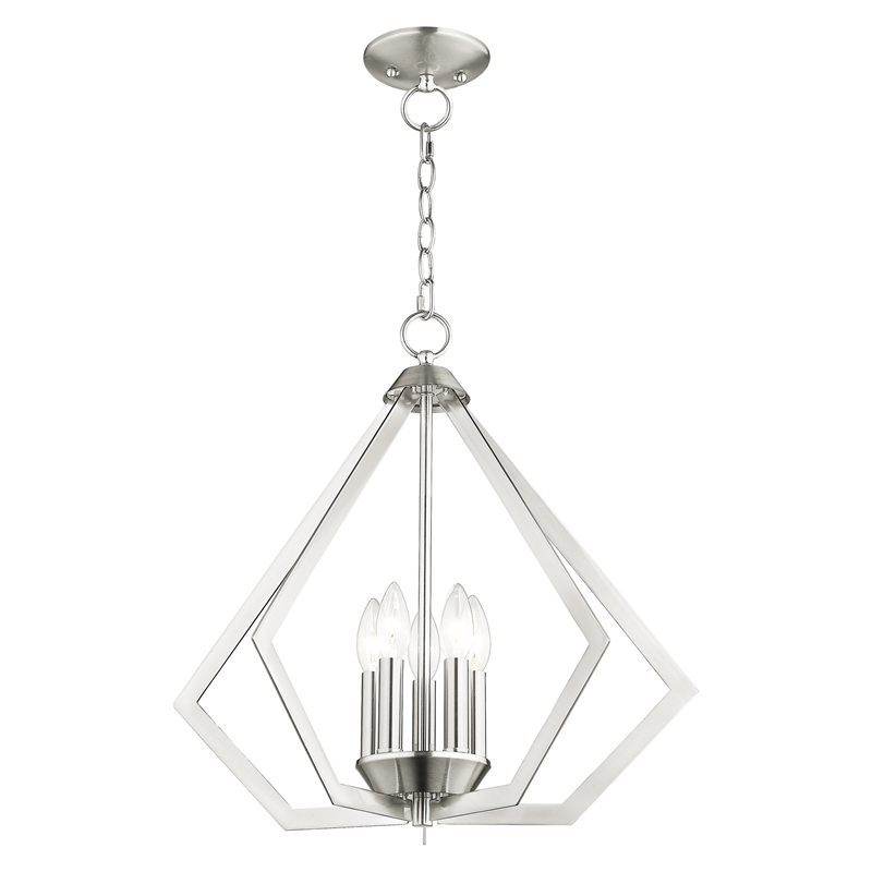 Livex Lighting Prism 5-Light Contemporary Metal Chandelier in Brushed Nickel