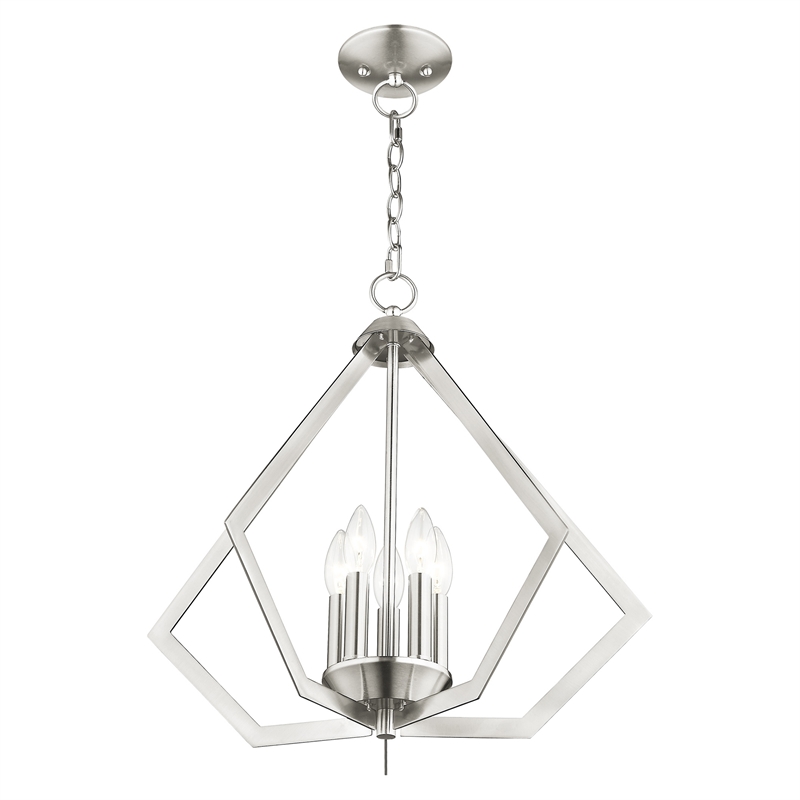 Livex Lighting Prism 5-Light Contemporary Metal Chandelier in Brushed Nickel
