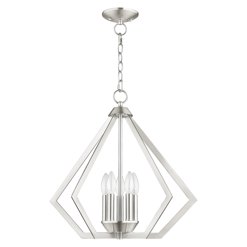 Livex Lighting Prism 5-Light Contemporary Metal Chandelier in Brushed Nickel