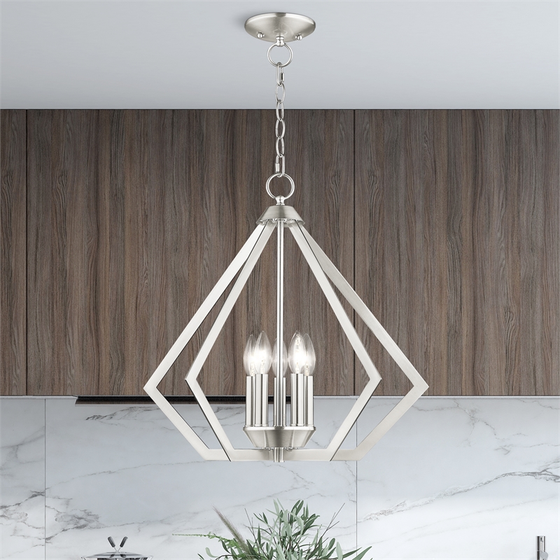 Livex Lighting Prism 5-Light Contemporary Metal Chandelier in Brushed Nickel