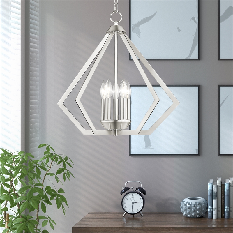 Livex Lighting Prism 5-Light Contemporary Metal Chandelier in Brushed Nickel