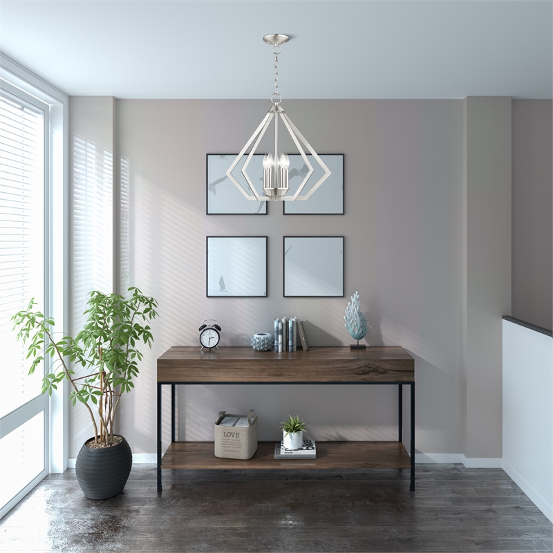 Livex Lighting Prism 5-Light Contemporary Metal Chandelier in Brushed Nickel
