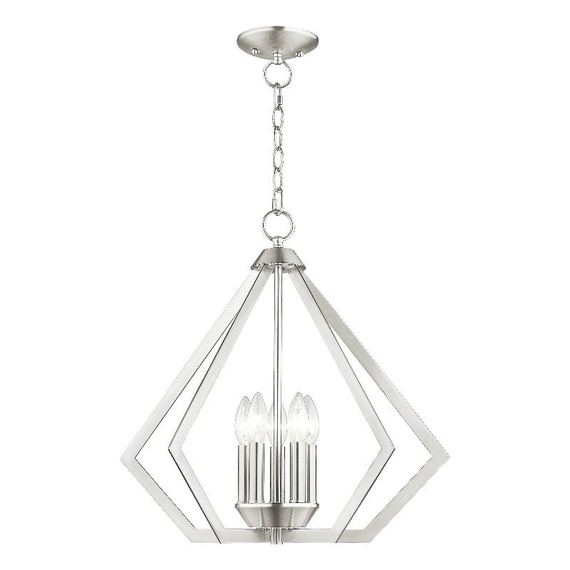 Livex Lighting Prism 5-Light Contemporary Metal Chandelier in Brushed Nickel