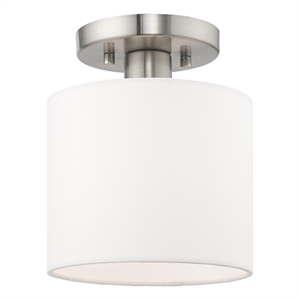 Livex Lighting Meridian 7&quot 1-Light Metal Semi Flush Mount in Brushed Nickel