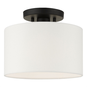 Livex Lighting Meridian 10&quot 1-Light Metal Semi Flush Mount in Black