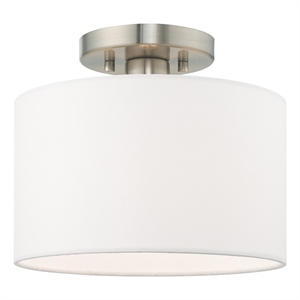Livex Lighting Meridian 10&quot 1-Light Metal Semi Flush Mount in Brushed Nickel