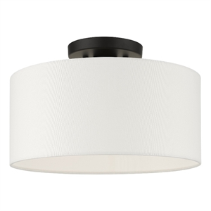 Livex Lighting Meridian 13&quot 1-Light Metal & Glass Semi Flush in Black