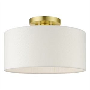 Livex Lighting Meridian 13&quot 1-Light Metal & Glass Semi Flush in Satin Brass