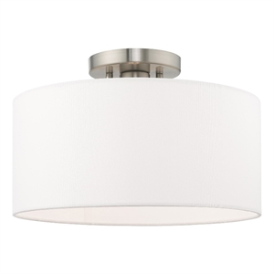 Livex Lighting Meridian 13&quot 1-Light Metal & Glass Semi Flush in Brushed Nickel