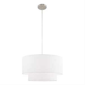 Livex Lighting Meridian 20&quot 1-Light Metal Pendant Chandelier in Brushed Nickel