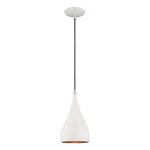 Livex Lighting Amador 6.25&quot 1-Light Metal Single Pendant in Shiny White
