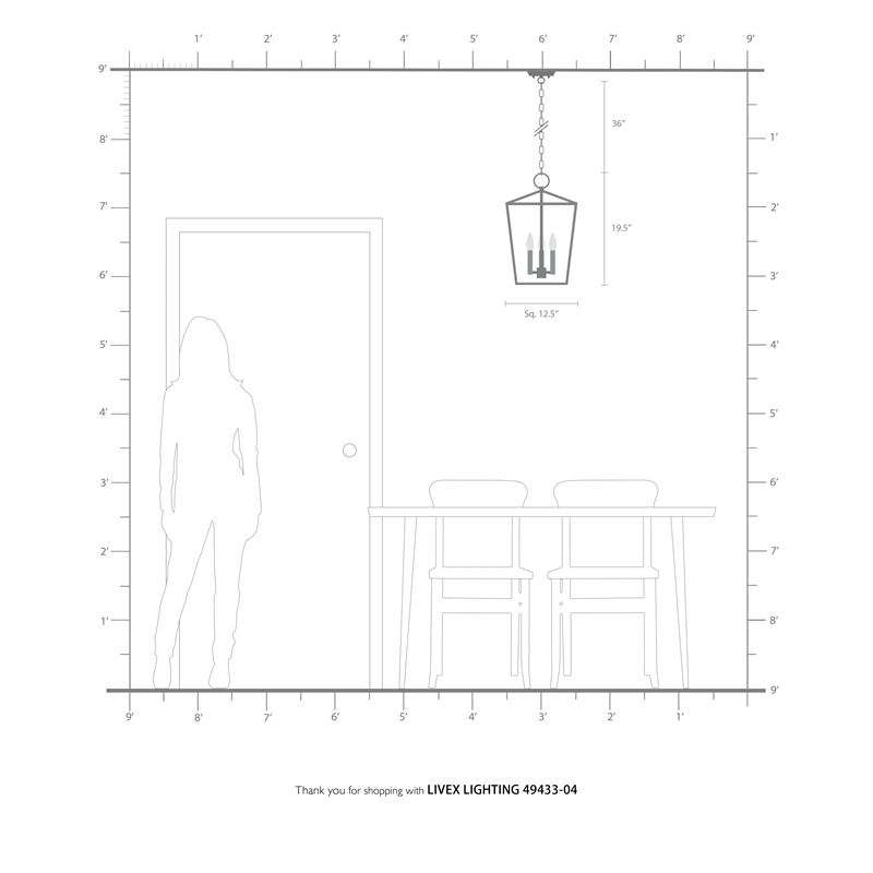 Livex Lighting Devone 3-Light Metal Convertible Lantern in Black