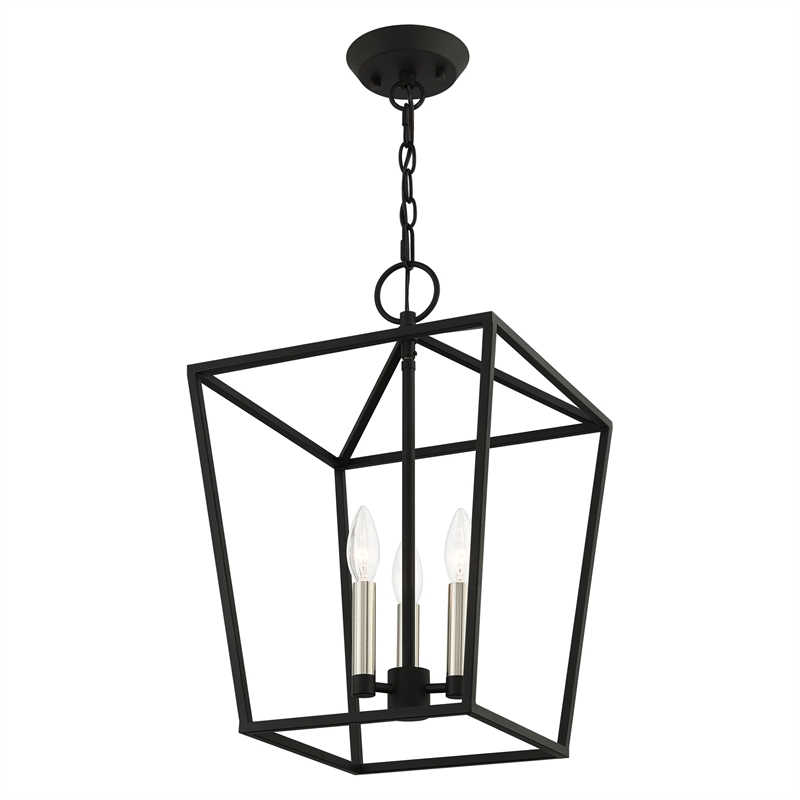 Livex Lighting Devone 3-Light Metal Convertible Lantern in Black