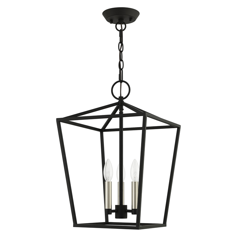 Livex Lighting Devone 3-Light Metal Convertible Lantern in Black