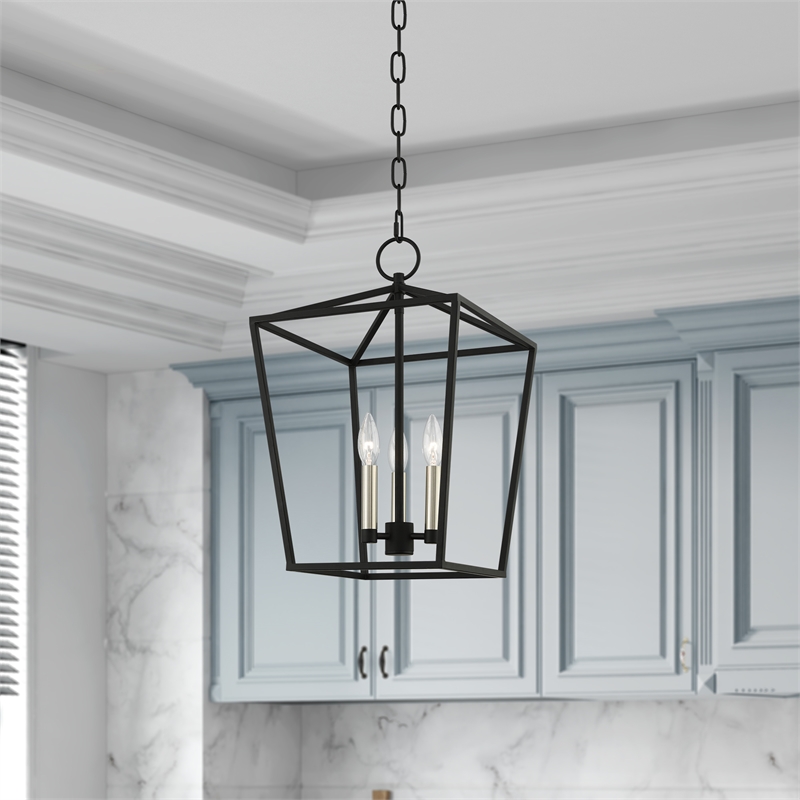 Livex Lighting Devone 3-Light Metal Convertible Lantern in Black