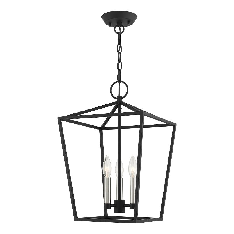 Livex Lighting Devone 3-Light Metal Convertible Lantern in Black