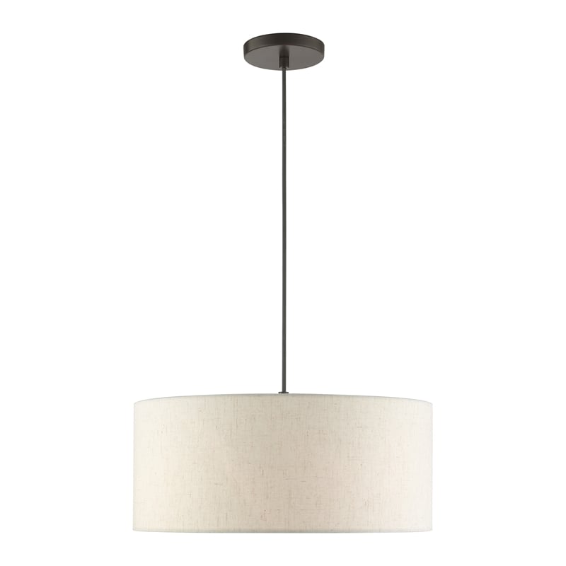 Livex Lighting Blossom 3-Light Modern Metal Drum Pendant in English Bronze