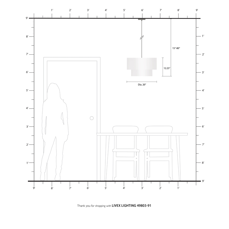 Livex Lighting Blossom 3-Light Modern Metal & Fabric Pendant in Brushed Nickel