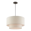 Livex Lighting Blossom 3-Light Modern Metal & Fabric Pendant in English Bronze
