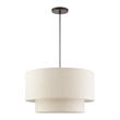 Livex Lighting Blossom 3-Light Modern Metal & Fabric Pendant in English Bronze