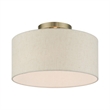 Livex Lighting Blossom 1-Light Modern Metal & Fabric Semi Flush in Antique Brass