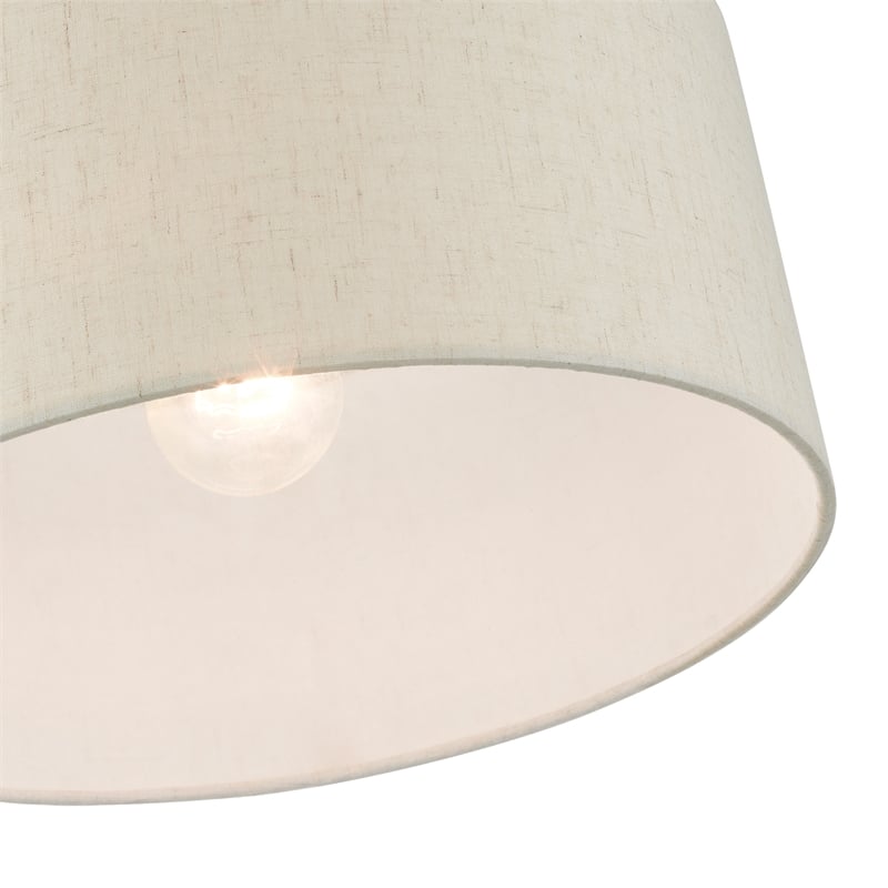Livex Lighting Blossom 1-Light Modern Metal & Fabric Semi Flush in Antique Brass