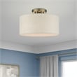 Livex Lighting Blossom 1-Light Modern Metal & Fabric Semi Flush in Antique Brass