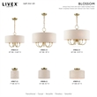 Livex Lighting Blossom 1-Light Modern Metal & Fabric Semi Flush in Antique Brass