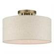 Livex Lighting Blossom 1-Light Modern Metal & Fabric Semi Flush in Antique Brass